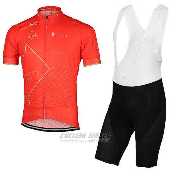 2017 Cycling Jersey Abu Dhabi Tour Orange Short Sleeve and Bib Short